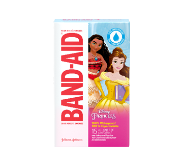 Image of product Band-Aid - Princess Adhesive Bandages 100% Waterproof, 15 units, one size