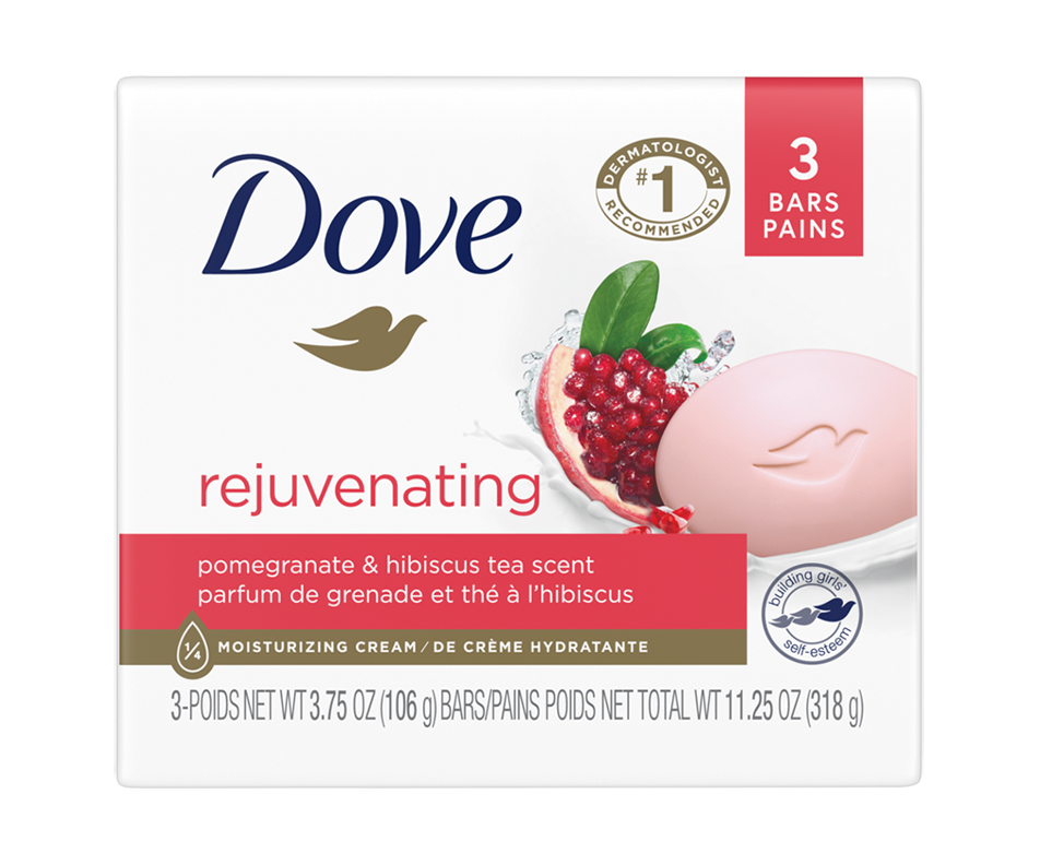 Pomegranate and Lemon Verbena Beauty Bar Revive, 3 units Dove Soap