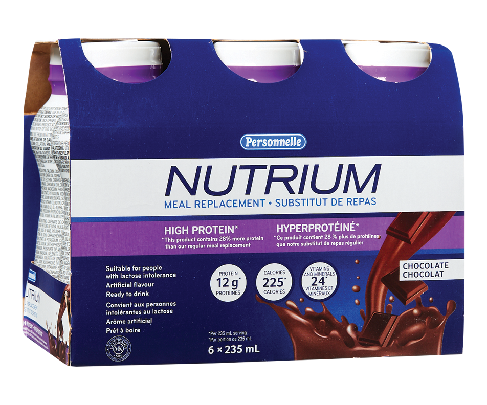 Nutrium High Protein Meal Replacement, Chocolate, 6 x 235 ml