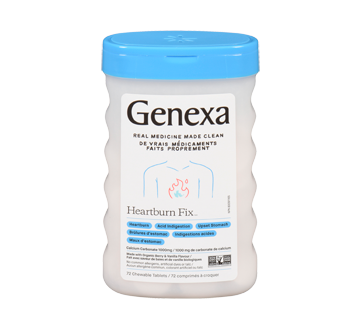Image of product Genexa - Calcium Carbonate Antacid Chewable Tablets, Maximum Strenght, 72 units, Organic Berry & Vanilla