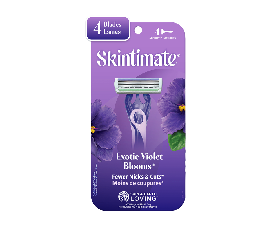 Disposable Razors for Women, 4 units, Exotic Violet Blooms Skintimate