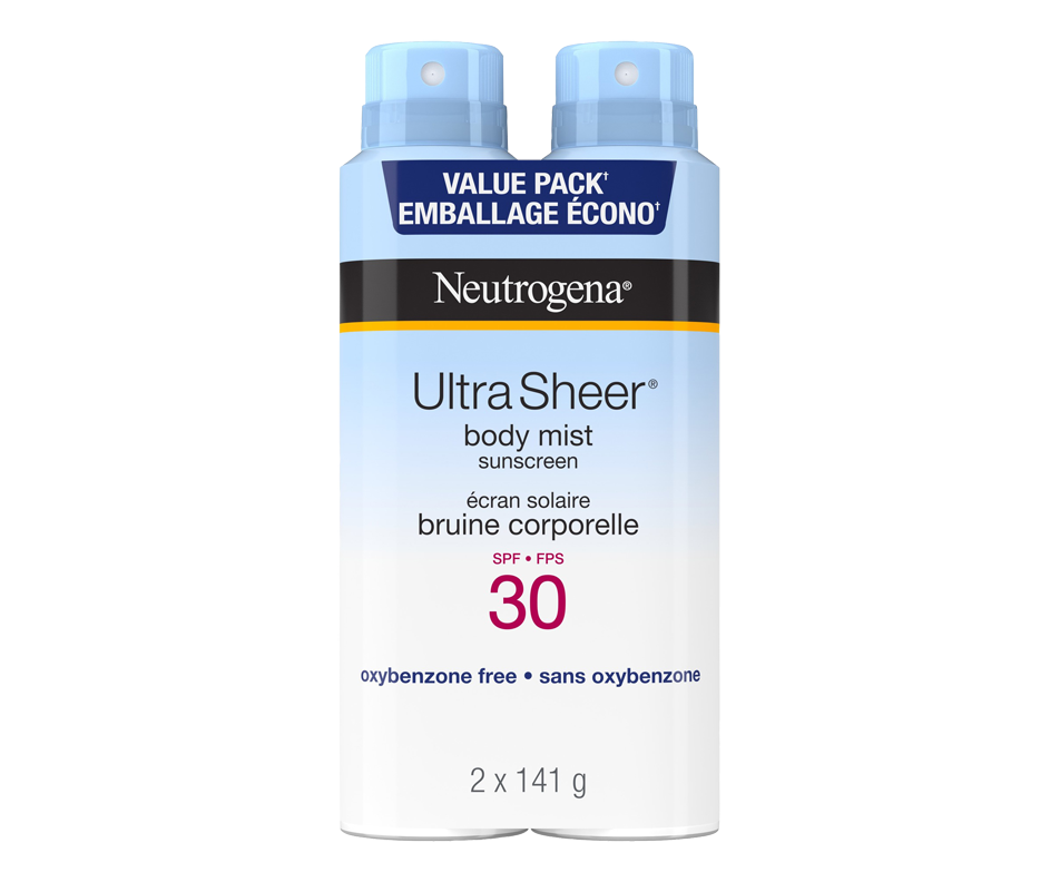 Ultra Sheer Body Mist Sunscreen Spray SPF 30 Dual Pack, 2 x 141 g