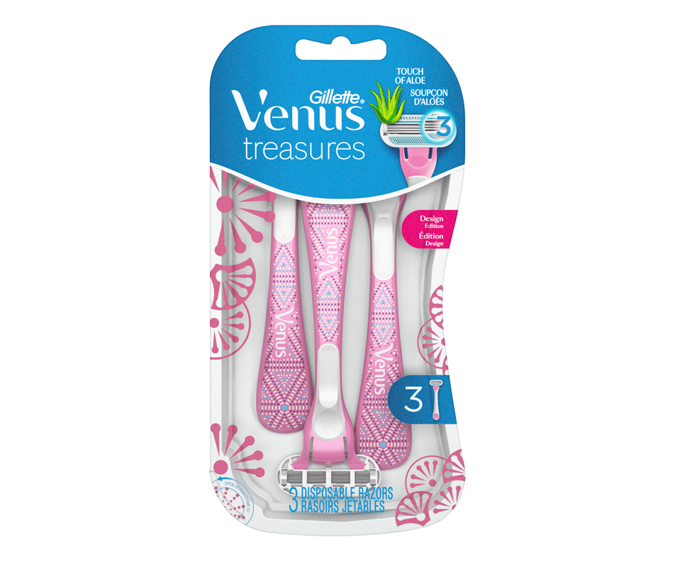 Venus Treasures Women's Disposable Razor, 3 units Gillette Manual razor Jean Coutu