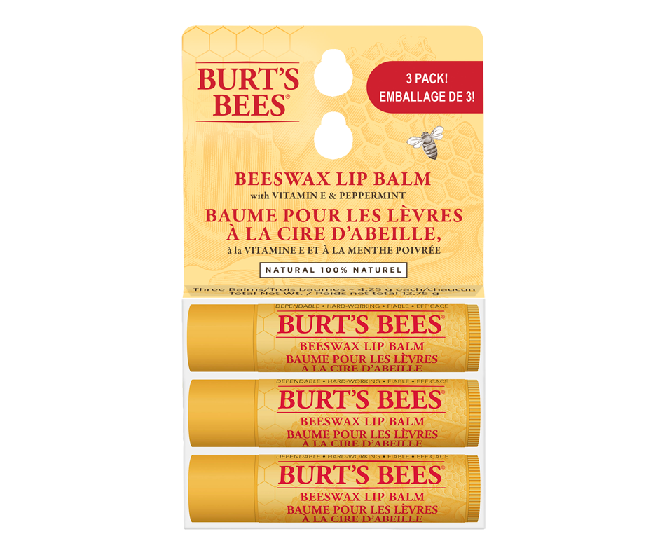 100 Natural Moisturizing Lip Balm, Original Beeswax, 3 units Burt's