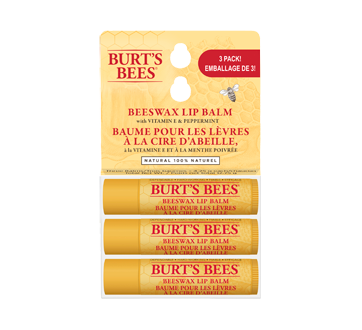 100% Natural Moisturizing Lip Balm, Original Beeswax, 3 units – Burt's Bees  : Lip care