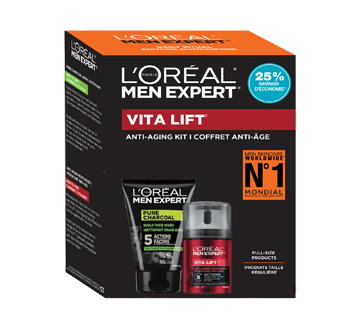 Image 2 of product L'Oréal Paris - Pure Charcoal Face Wash + Vita Lift Anti-Aging Moisturizer Skin Care Kit with Charcoal + French Vine Extract, 100 + 50 ml