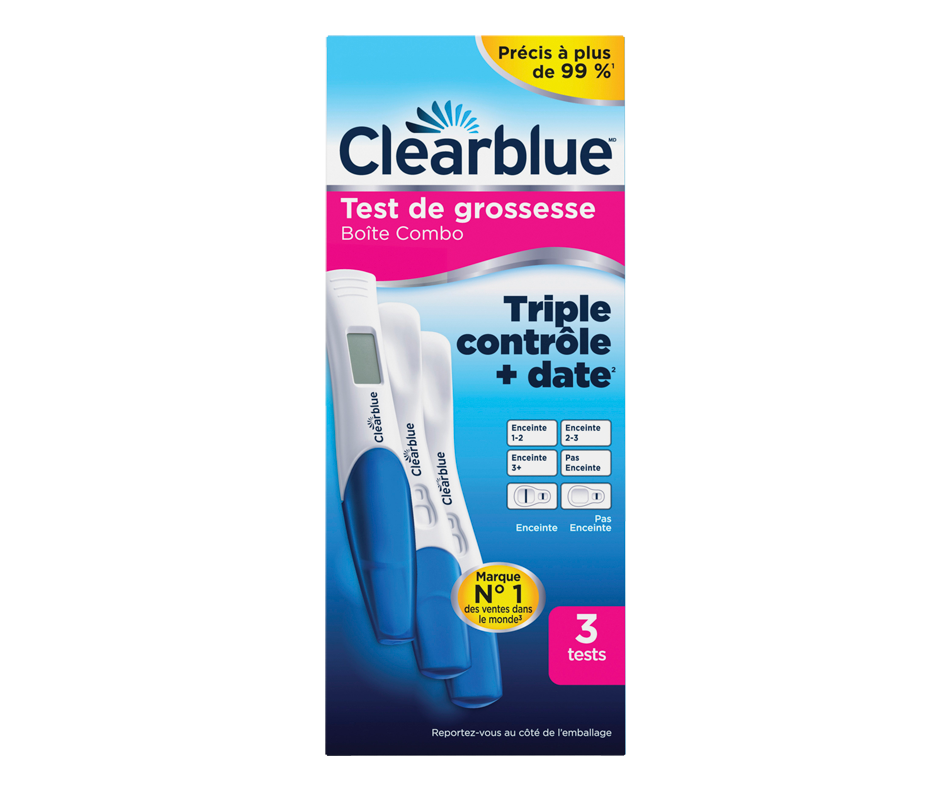 Clearblue Pregnancy Test Combo Pack TripleCheck & Date, 3 Tests, 3