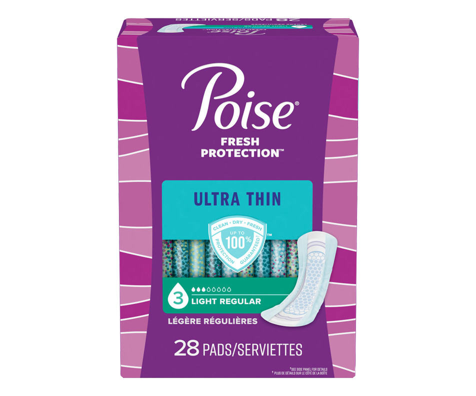Ultra Thin Incontinence Pads, Light Absorbency, 28 units, Regular
