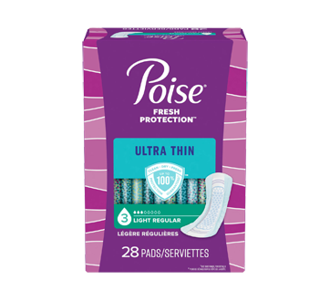 Image of product Poise - Ultra Thin Incontinence Pads, Light Absorbency, 28 units, Regular