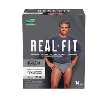 Depend Real Fit Incontinence Underwear for Men, Maximum Absorbency, S/M, 14 units