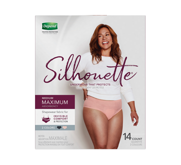 Depend Silhouette Incontinence Underwear for Women, Maximum Absorbency, 14 units, Medium