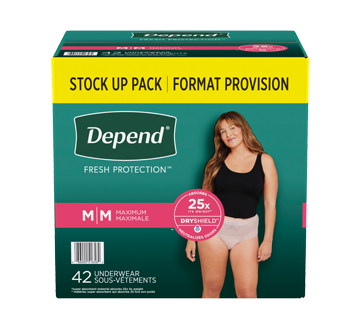 Depend FIT-FLEX Incontinence Underwear for Women, Maximum Absorbency, 42 units, Medium