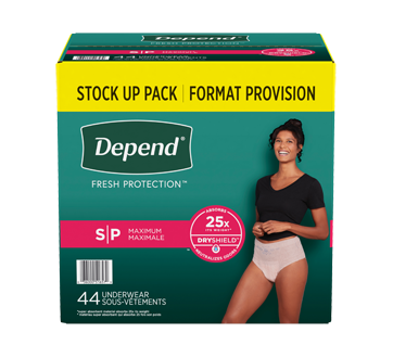 Fresh Protection Incontinence Underwear for Women, Blush - Small, 44 units  – Depend : Incontinence