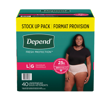 Image 1 of product Depend - Fresh Protection Incontinence Underwear for Women, Blush - Large, 40 units