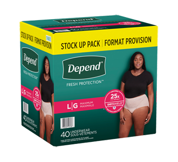 Image 2 of product Depend - Fresh Protection Incontinence Underwear for Women, Blush - Large, 40 units