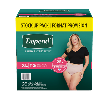 Image of product Depend - FIT-FLEX Incontinence Underwear for Women, Maximum Absorbency, Blush, 36 units, XL