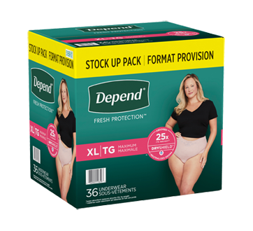 Fresh Protection Incontinence Underwear for Women, Blush - Extra Large, 36  units – Depend : Incontinence