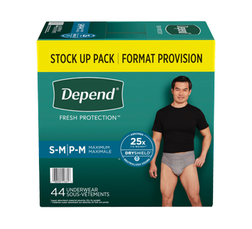 Depend FIT-FLEX Incontinence Underwear for Men, Maximum Absorbency, 44 units, S/M
