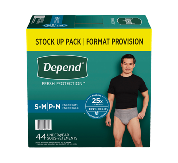 Image 1 of product Depend - Fresh Protection Incontinence Underwear for Men, Grey - Small-Medium, 44 units