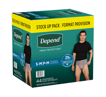Image 2 of product Depend - Fresh Protection Incontinence Underwear for Men, Grey - Small-Medium, 44 units