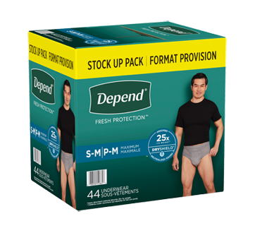 Fresh Protection Incontinence Underwear for Men, Grey - Small-Medium, 44  units – Depend : Incontinence