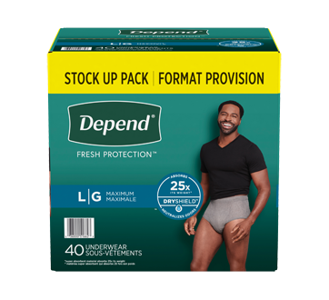 Fresh Protection Incontinence Underwear for Men, Grey - Large, 40 units