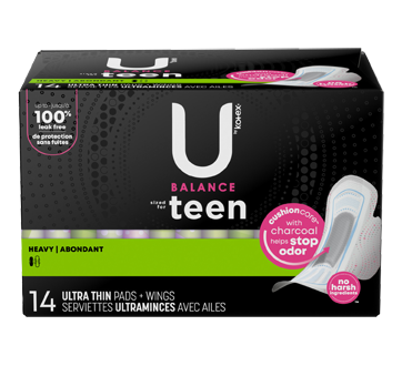 Balance Ultra Thin Pads with Wings Sized for Teens, Extra Coverage, 14 units