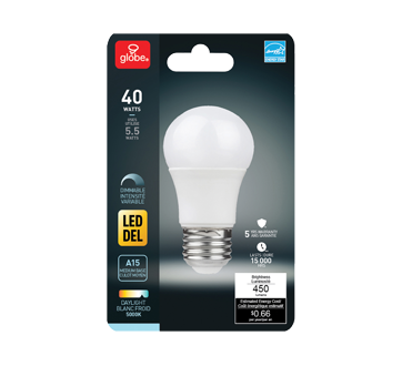A15 LED Bulb 40W, 1 unit, Daylight