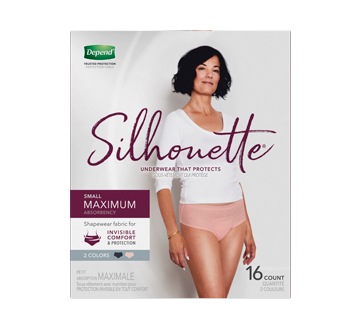 Depend Silhouette Incontinence Underwear for Women, Maximum Absorbency, 16 units, Small