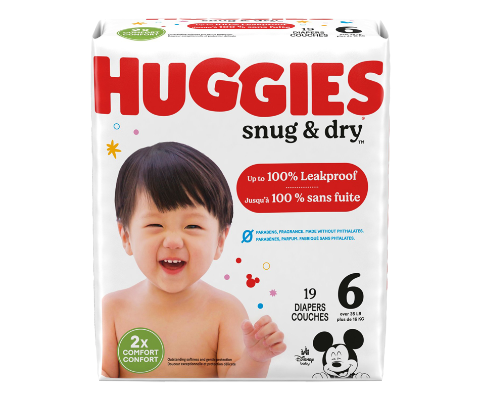 Snug & Dry Baby Diapers, Size 6, 19 units Huggies Diaper Jean Coutu
