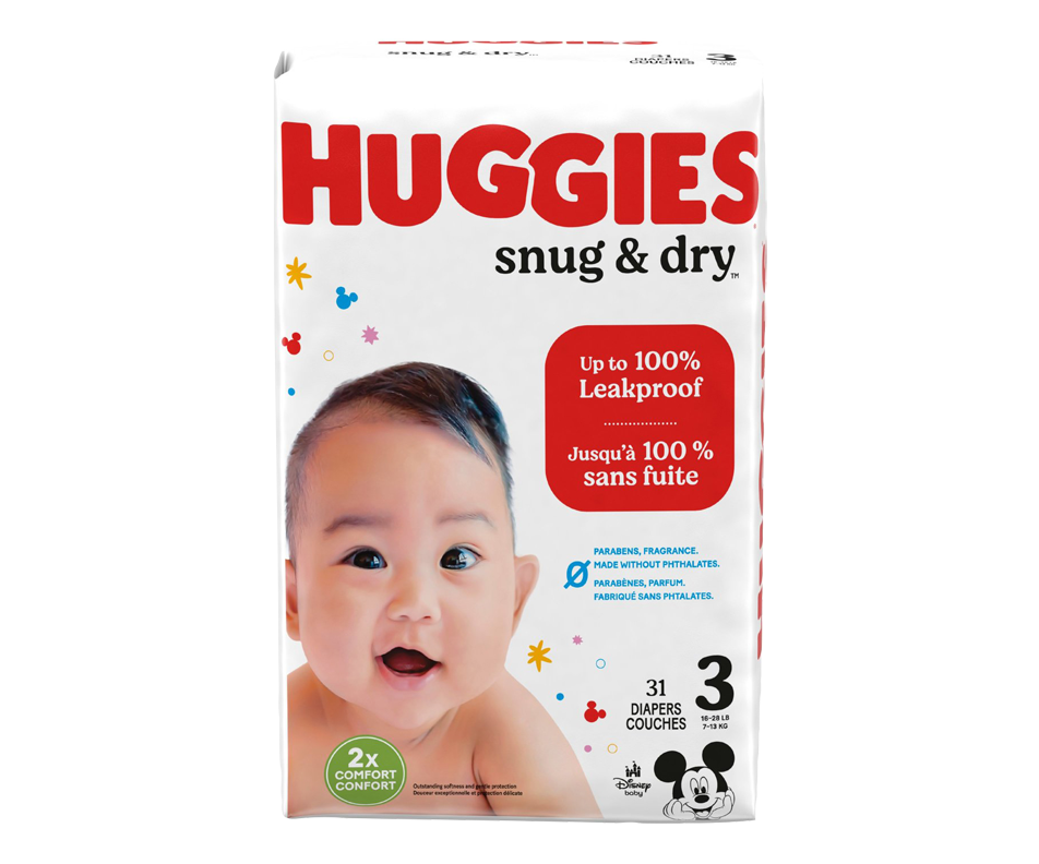 Snug & Dry Baby Diapers, Size 3, 31 units Huggies Diaper Jean Coutu