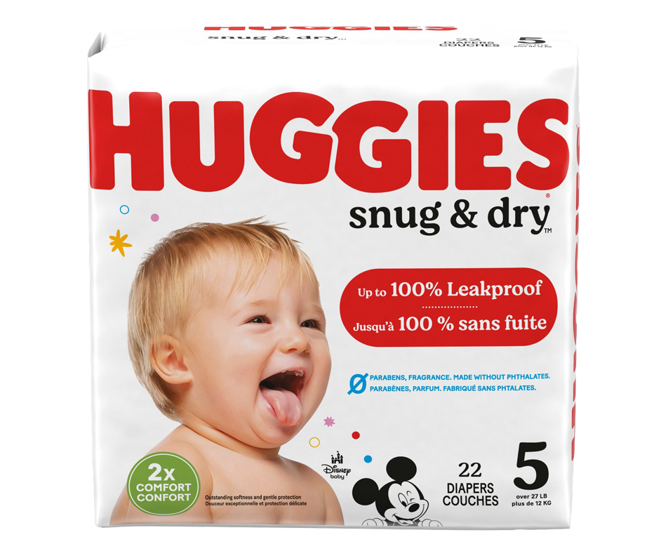 Snug & Dry Baby Diapers, Size 5, 22 units Huggies Diaper Jean Coutu