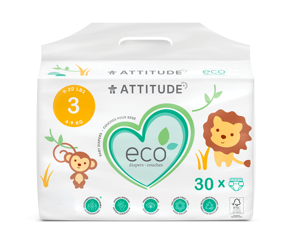 Baby Diapers Midi Sizes 3 Attitude Diaper Jean Coutu