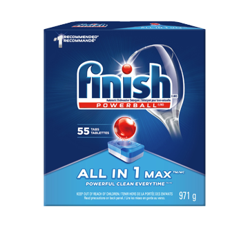 Image of product Finish - Powerball All in 1 Max Automatic Dishwasher Detergent, 55 units