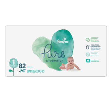 Pure Protection Newborn Diapers, Size 1, 82 units