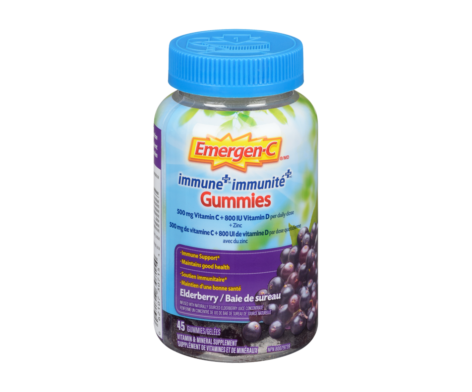 Immune+ Vitamin & Mineral Supplement Gummies, Elderberry, 45 units