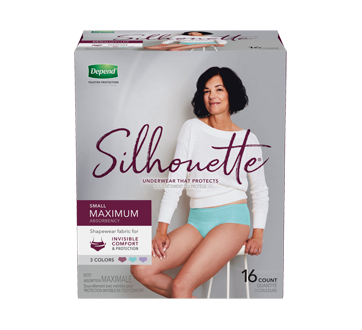 Silhouette Incontinence Underwear for Women, Maximum Absorbency, 16 units, Small