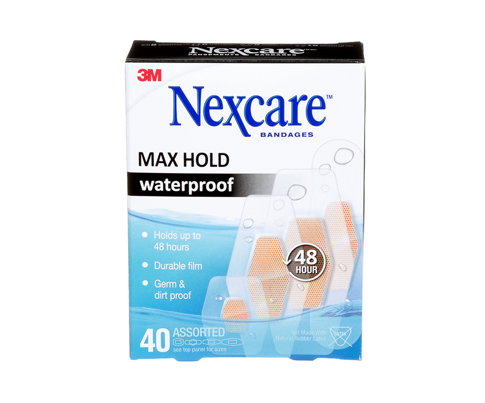 Max Hold Waterproof Bandages, 40 units Nexcare Bandages, Compress