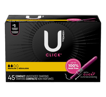 Click Compact Tampons, Unscented, 45 units, Regular
