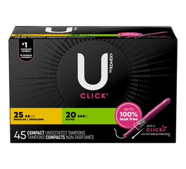 Click Compact Tampons, Multipack, Unscented, 45 units, Regular/Super