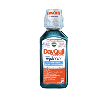 Image of product Vicks - DayQuil Complete + VapoCool Cold & Flu Liquid Medicine Daytime for Cough & Fever, 354 ml