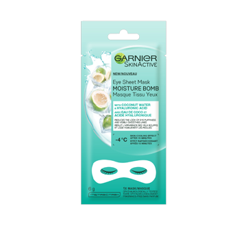 Image 1 of product Garnier - SkinActive Moisture Bomb Energizing Eye Sheet Mask with Coconut Water, 6 g