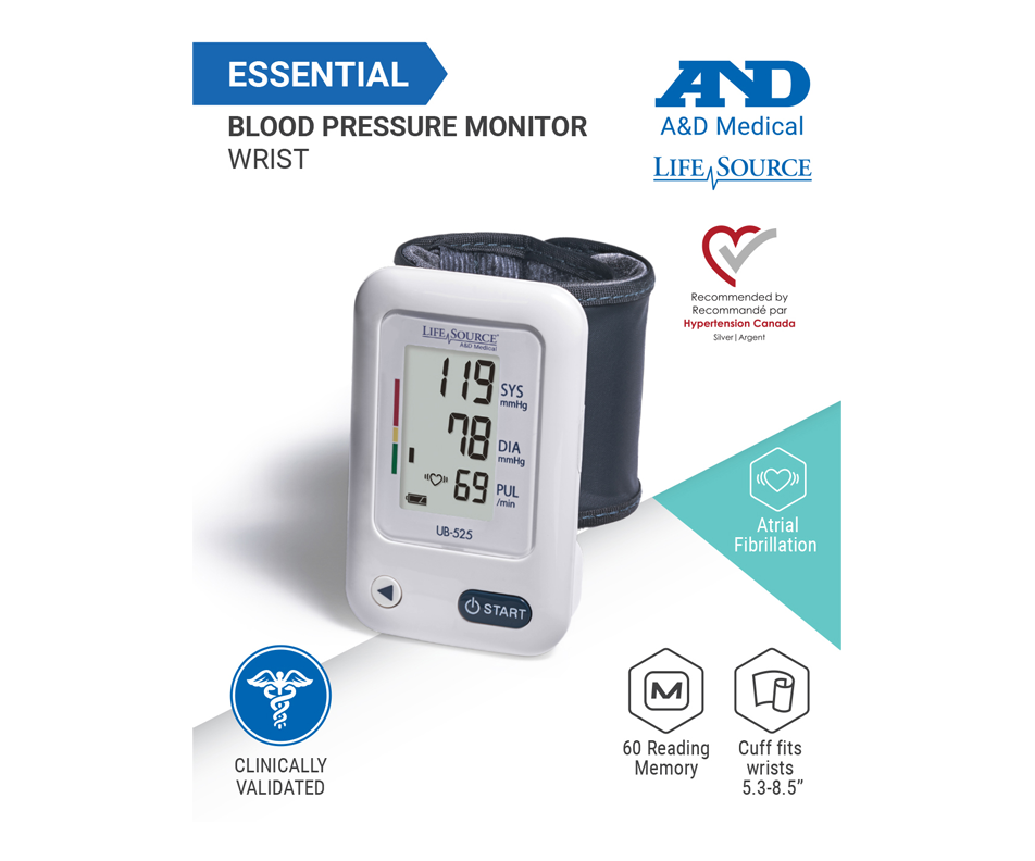 Wrist Blood Pressure Monitors Essential, 1 unit A&D LifeSource