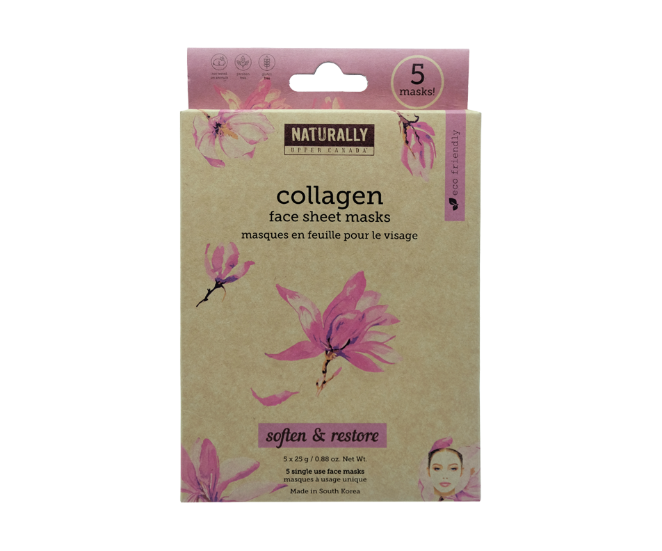 Soften & Restore Face Sheet Masks, Collagen, 5 units Naturally Mask