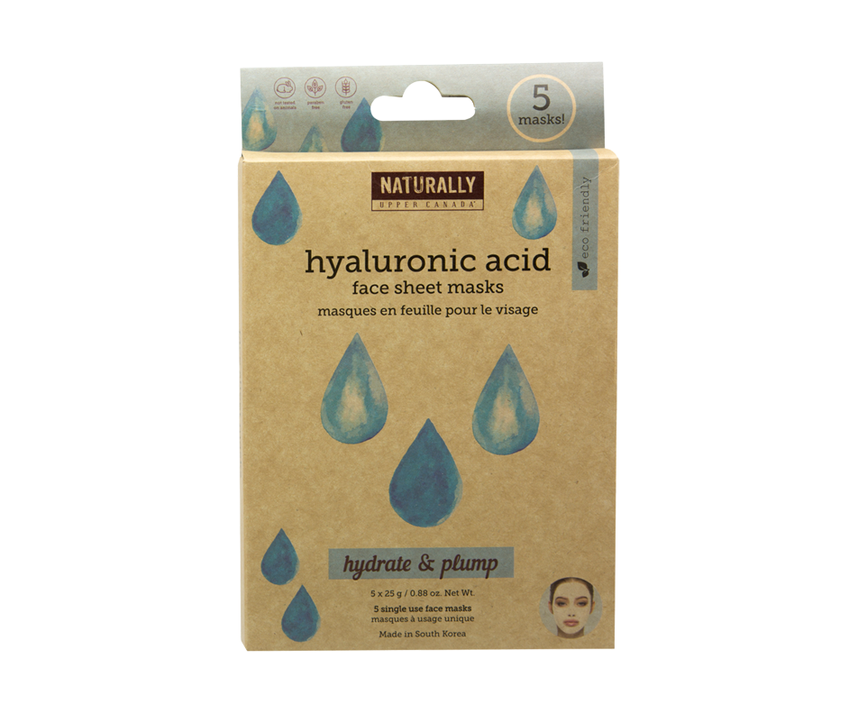 Hydrate & Plump Face Sheet Masks, Hyaluronic Acid, 5 units Naturally