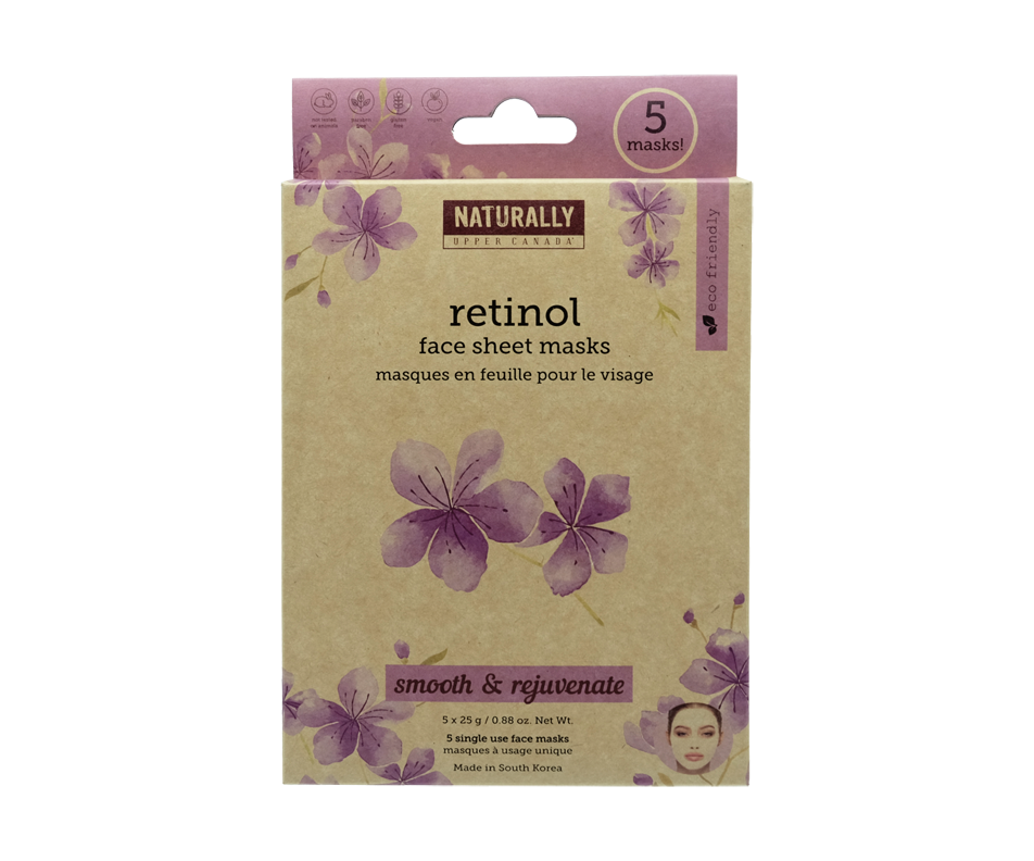 Smooth & Rejuvenate Face Sheet Masks, Retinol, 5 units Naturally