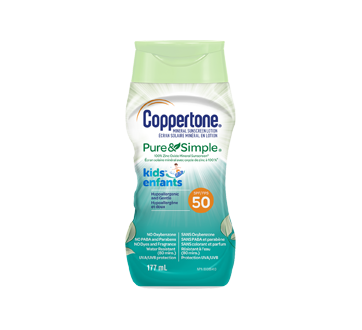 Image of product Coppertone - Kids Pure & Simple Mineral Sunscreen Lotion SPF 50, 177 ml