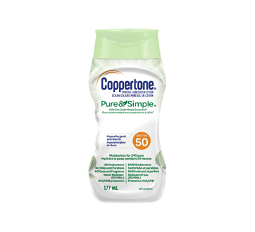 Image of product Coppertone - Pure & Simple Mineral Sunscreen Lotion FPS 50, 177 ml