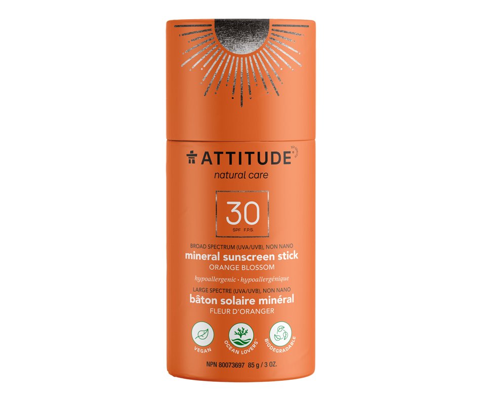 Mineral Sunscreen Stick SPF 30, Orange Blossom, 85 g Attitude