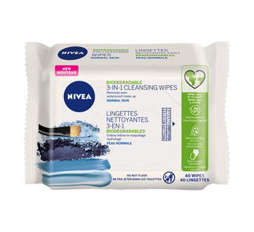Image of product Nivea - Biodegradable 3-in-1 Face Cleansing Wipes for Normal Skin, 40 units